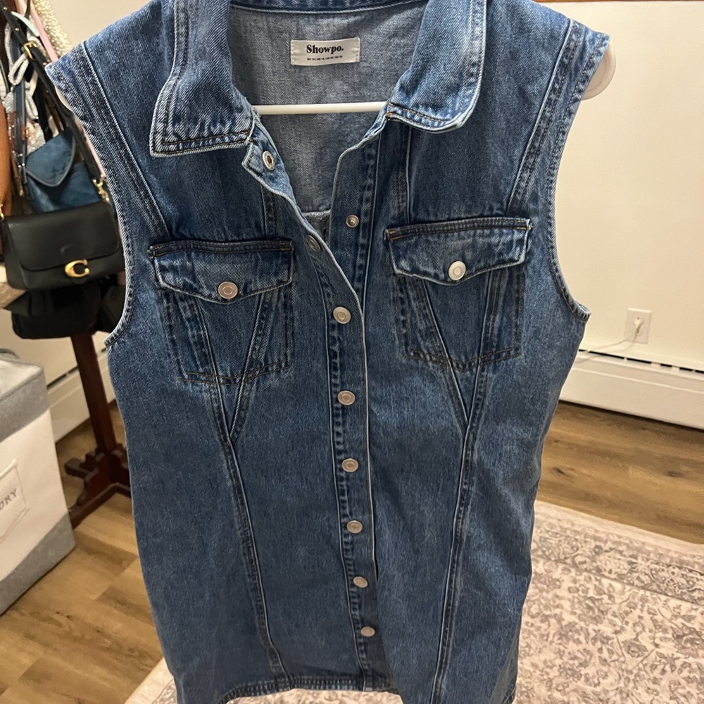 Showpo Light Blue Sleeveless Denim Dress size US 10